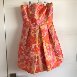 Size 2 sherbet flower strapless dress. Trina Turk.
